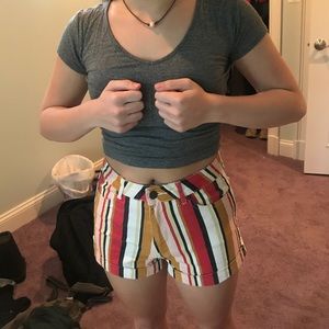 Striped high waisted shorts